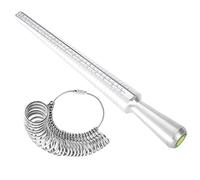 Naroote Ring Mandrel Stick, Finger Gauge Sizer Jewelry Measuring Tool Set, UK Size for Making Class Rings Metal Color 1.3in, Ideal for Jewelry Making