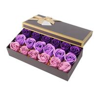 Naroote Rose Soap Romantic Hand Made Gift Box for Valentine's Day, Mother's Day, Birthday, Wedding 18-Piece Purple Gradient