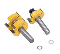 Naroote Router Bits, Router Tool 1/2in Shank 2Pcs T Shape 3 Teeth 2 Bearing Woodworking Milling Cutter with Gasket And Storage Box Tongue And Groove Bit Set for Woodworking