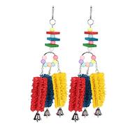 Naroote Safe and Non- Parrots Toy for Chewing and Biting - 2Pcs Loofah Hanging Toys for Chickens - Bright Colors for Mental Stimulation Pet Accessory