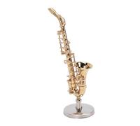 Naroote Saxophone Ornament, Solid Brass Gold Plated Tenor Saxophone Model, Instrument Replica, Ideal for Desk Decor, 8.5cm