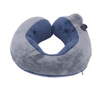 Naroote Self Inflatable Travel Pillow, U Shaped Neck Support Pillow with Press Type Inflation Valve, for Sleeping Napping on Airplane Car, Dark Blue with Gray