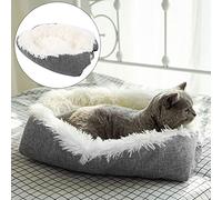 Naroote Self Warming Cat Bed, Cat Couch Plush Long Faux Fur Convertible Cuddler Foldable Pet Bed Mat Kitty Bed Soft Warm Sleeping Bag for Indoor Cats, 23.6x19.7x2in (White)