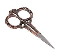 Naroote Sewing Scissors Vintage Flower Pattern Durable Stainless Steel for DIY Crafts and Dressmaking 4.5in (Dark Copper Plating)