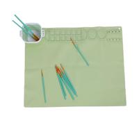 Naroote Silicone Craft Mat, Silicone Drawing Mat 10 Brushes Flexible for Clay Jewelry Making (Green)