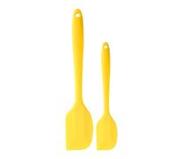 Naroote Silicone Long Handle Scraper for Butter Cake Baking Tool Kitchenware for Dessert Lovers Red & Black Set - Durable Kitchen Utensils 2 Piece Set for Cooking Enthusiasts (Large + Small Yellow)