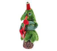 Naroote Singing Dancing Christmas Tree Vivid Cute Shape Holiday Cheer Toy for Kids Indoor/Outdoor Playground Use Plastic Cotton Polyester 18x18x37cm (Saxophone Stump Christmas Tree)