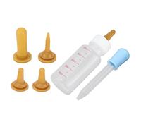 Naroote Small Pet Nurser Bottle Soft Silicone Feeding Bottle for Puppy Squirrel Kittens, Manual Control, 1-Pack for Newborn Animals (Brown nipple + blue)