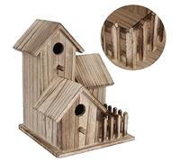 Naroote Small Wooden Bird House Bird Nesting Box Durable Shelter for Birds for Birdwatching Swallows, Parrots Platane Wood 8.1x6.1x6.1in for Garden Decoration