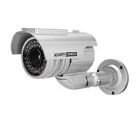 Naroote Solar Power Dummy Camera with Flashing LED Light for Surveillance in Homes or Businesses, Silver ABS, Adjustable 0-90° Tilt and 0-360° Rotation