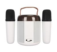 Naroote Speaker Microphone Set, Mini 5.3 RGB Light Easy To Connect 3 Units Stereo Wireless Karaoke Speakers for Home for Camping (White)