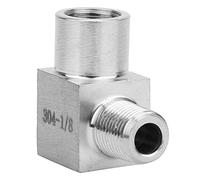 Naroote Stainless Steel Elbow Connector High Efficiency Quick Coupling Connector for Air Oil Pipe Fitting Adapter for Pneumatic Equipment 304 Stainless Steel 1/8in + 1/8in Thread (/8")