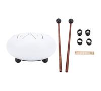 Naroote Steel Tongue Drum, 6 Inch 8 Notes Tongue Drum with Music Book & Mallets, Pleasant Sound, C Tone, Versatile Percussion Instrument for Music Education, Yoga, Meditation (white)