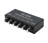 Naroote Stereo Sound Signal Mixer, 2 in 4 Out Headphone Amplifier Mixer, 3.5mm Interface Mixers with Output Level Control, Ideal for Studio Stage Monitor Distribution System