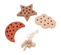 Naroote Toddler Wooden Toy, Round Edge Smooth Surface Anti-Swallowing Threading Game Toys for Kindergarten