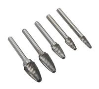 Naroote Tool Kit, Die Grinder Carbide Drill Bits 5pcs Carbide Burrs Single Cut File with 6mm/0.24in Shank for Engraving Polishing Drilling
