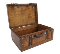 Naroote Treasure Chest, Treasure Chest Box Multifunctional Wood Storage Trunk Handbag With Portable Vintage Distressed Wooden Chest Keepsake Box for Clothes Toys Photo Prop (Large)