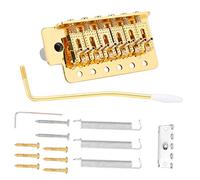 Naroote Tremolo System with Roller Single Locking Vibrato Bridge Tailpiece Solid Durable Install for ST Guitar Copper-Zinc Alloy Steel Acrylic (Gold)
