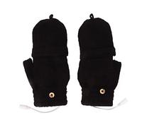 Naroote USB Heated Gloves, Electric Half Hands Warm Gloves, Removable Heating Pad for Outdoor Indoor Work Skiing Cycling, Green (Black)