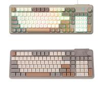 Naroote USB Wired Keyboard with Knob and Light Up Keys RGB 3 Color Scheme Customizable Knob Computer Keyboard Responsive Touch Ergonomic for Gaming Work for Computer Desktop Laptop