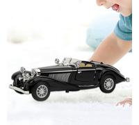 Naroote Vintage Alloy Pull Back Car Model Highly Simulation Sound Light Toy for Kids Red/Black/White 6.5" Great Children on Birthday/Christmas/New Year (Black)