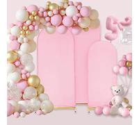 Naroote Wedding Arch Cover Set Elastic Stretchy U Shape Wrinkle Resistant Backdrop Kit for Weddings, Parties 3PCS 4ft 5ft 6ft (Pink)