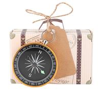 Naroote Wedding Favors 20Pcs Elegant Mini Suitcase Gift Boxes with Compass for Travel Themed Weddings, 8x3x5CM, Golden (Gold)