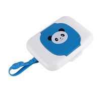 Naroote Wipes Dispenser, Wipe Holder Travel Box/Cover Baby Infant Outdoor Travel Stroller Wet Box Tissue Box/Cover Dispenser with 6.46 X 4.61 X 1.18 Inch for Home Laundry Room (Blue Panda)