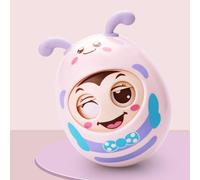 Naroote Wobbler Baby Early Educational Toy with Bell, Teething Tool for Toddlers, Roly Poly Toy Made of Soft Plastic + ABS for 6-12 Months Babies (Pink)