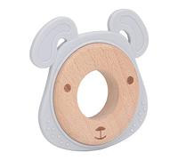 Naroote Woden Ring Silicone Teething Ring, Food Grade Silicone Sensory Toy Wooden Teething Beech Wood Exercise Gums for (Type E)