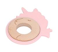 Naroote Woden Ring Silicone Teething Ring, Food Grade Silicone Sensory Toy Wooden Teething Beech Wood Exercise Gums for (Type B)