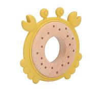 Naroote Woden Ring Silicone Teething Ring, Food Grade Silicone Sensory Toy Wooden Teething Beech Wood Exercise Gums for (Type D)