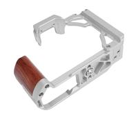 Naroote Wood Handle Metal Camera Cage Half Mount Protective Frame Expansion Shoot Accessory for ZFC Microcamera (Silver)