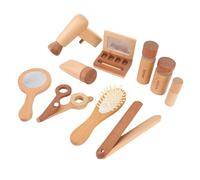 Naroote Wooden Makeup Toy Set, Pretend Makeup Kit with Hairdryer, Mirror & Other Accessories, Developing Hands on Skills & Imagination, Cute Toddler Beauty Salon Toys, for Girls
