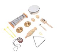 Naroote Wooden Percussion Instruments Set, Early Education Musical Toys, Xylophone Tambourine Drum Maracas for Toddlers, Safe Beechwood for Kids Over 3 Years