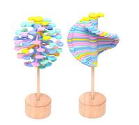 Naroote Wooden Stick Stress Relief Toy, Rotating Lollipop Toy Engraving 2 Rotation Method Skill Development for Early Learning (Makaron wafer)