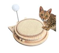 Narottl 4-in-1 Interactive Cat Scratcher Toy with Sisal Pad, Spring Ball & Track - Wooden Kitty Kurlz-Style Cat Toy for Indoor Cats, Kittens