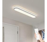 Naroume 72cm Smart LED Ceiling Light, Dimmable Modern Metal Linear Flush Mount with Remote Control, Wraparound Lighting Fixture for Kitchen Dining Room Laundry (3-38) x2W