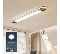 Naroume Modern Smart LED Linear Ceiling Lights Dimmable LED Ceiling Lamp with Remote Control 4ft Acrylic Flush Mount Ceiling Lighting Fixtures for Living Room Kitchen Dining Room (6-58) x2W (122CM)