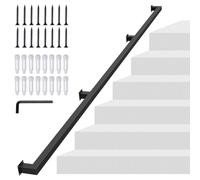 NArra 240CM/8FT Square Tube Handrail,Wall Mount Staircase Rail,200kg Load | Modern Handrail Pipe Stair Industrial Stair Rail For Indoor Outdoor Steps,Carbon Steel Non-Slip Grab Handle For Loft Porch