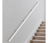 NArra 365CM/12FT Square Tube Handrail,Wall Mount Staircase Rail,200kg Load | White Handrail Pipe Stair Industrial Stair Rail For Indoor Outdoor Steps,Carbon Steel Non-Slip Grab Handle For Loft Porch