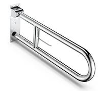 NArra 80cm Handicap Grab Bar with Toilet Paper Roll Holder, Flip Up Polished ChromeToilet Grab Bar, Wall Mount Stainless Steel Bathroom Safety Handrails for Elderly Disabled Pregnant Woman