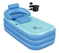 NArra Inflatable Bath Tub for Adults, Foldable Plastic Blow Up Bath for Shower, Portable Freestanding Soaking Tub with Electric Pump, Indoor Outdoor Bathtub Fast to Drain