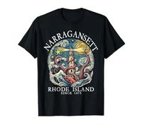 Narragansett Rhode Island Octopus Lighthouse 1675 White Value Graphic T-Shirt