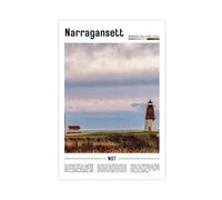 Narragansett Rhode Island USA Canvas Prints - Ocean Coastline Towers Wall Art, New England Beach Landscapes Poster for Coastal Home Decorations 12x18i
