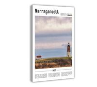 Narragansett Rhode Island USA Canvas Prints - Ocean Coastline Towers Wall Art, New England Beach Landscapes Poster for Coastal Home Decorations 16x24i