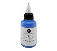 Narrative Cosmetics UV Fluorescent Alcohol Airbrush Paints - 2 fl oz, Glow Effect, Waterproof, Sweatproof, Highly Pigmented Liquid Makeup for Bodypainting, Film, TV, Festivals - UV Sky Blue