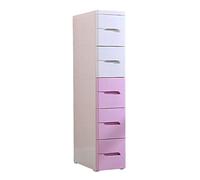 Narrow 20cm Wide Drawer Storage Cabinet 5-Tier Nightstand Space-Saving Kitchen Shelf White-Pink Modern for Small Spaces Multi-Functional Home Furniture