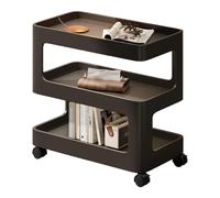 Narrow 3-Tier Side Table with Wheels Modern Minimalist Couch End Table for Living Room & Bedroom Black Metal Frame Space-Saving Design 50x30x60cm