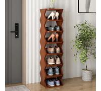 Narrow 4 6 7 8 Tier Shoe Rack Space Saving Entryway Brown Storage for Closet Bedroom Hallway (122cm 48in) Stylish & Functional